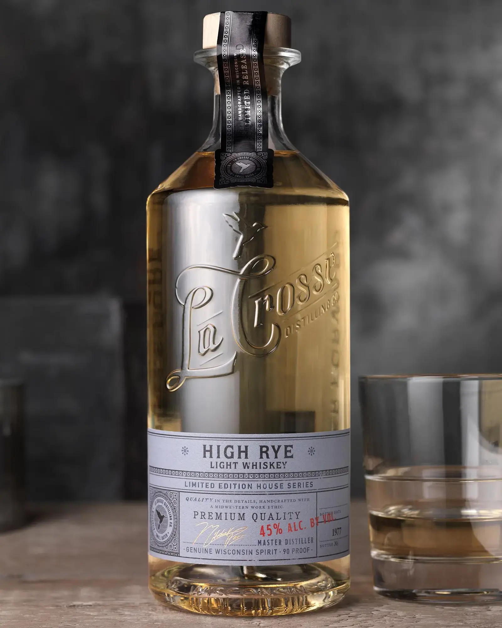 A La Crosse Distilling Co. High Rye bottle